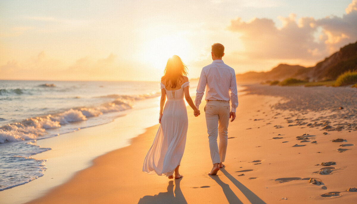 Romantic beach wedding in Puerto Vallarta at sunset ceremony